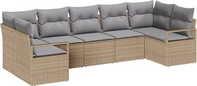 vidaXL Set de canapea cu pernă 7 pcs Bej poliratan