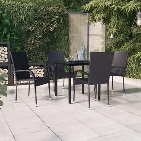 vidaXL Set mobilier de grădină, 5 piese, negru