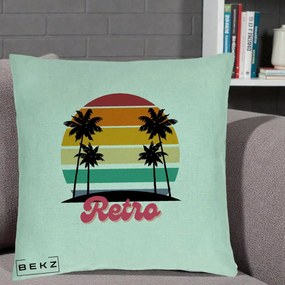 Perna Decorativa Retro Sunset Palmieri, 40x40 cm, Verde Menta, Husa Detasabila, Perna Inclusa, BEKZ®