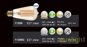 Bec E27 LED clear 6W, 580Lm, 3000K 11399 GL
