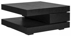 Masuta de cafea patrata din stejar cu spatiu de depozitare Oakura 42x90x90 cm neagra