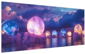 Tablou - Planete pe apă (120x50 cm)