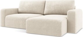 Colțar crem extensibil/cu spațiu de depozitare cu tapițerie din chenille (cu colț pe partea dreaptă/cu șezlong) Kona – Makamii