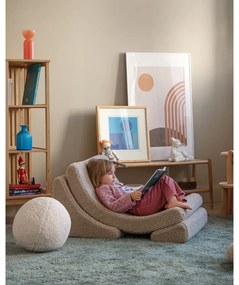 Fotoliu de copii maro deschis cu tapițerie din țesătură bouclé Moon – Wigiwama