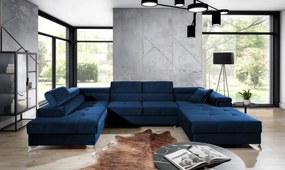 Canapea modulara, extensibila, cu spatiu pentru depozitare, 345x202x90 cm, Eduardo L02, Eltap (Culoare: Albastru inchis / Kronos 09)
