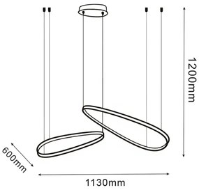Lustră suspendată cu cablu MICHELLE LED, 48W, 230V, 4000K, neagră