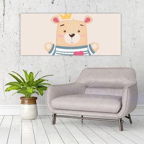 Tablou - Teddy ursuleț cu coroană (120x50 cm)