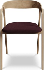 Scaun de sufragerie burgundy din lemn masiv Erika – Makamii