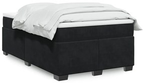 vidaXL Pat box spring cu saltea, negru, 120x190 cm, catifea