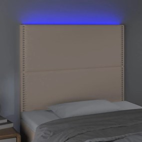 Tablie de pat cu LED, cappuccino, 100x5x118 128 cm, piele eco 1, Cappuccino, 100 x 5 x 118 128 cm