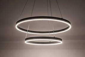 Lustra LED cu telecomanda cu 2 inele metal negru Isaure