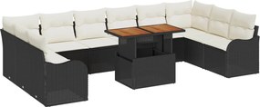 vidaXL Set de canapele pentru grădină 11 pcs Negru Rattan poli