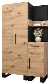 Set mobilier pentru hol Amanda 6 (Stejar artisan + piele ecologică Negru). 1085910