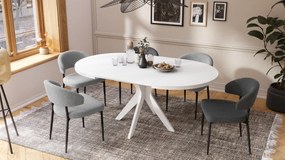 Mazzoni RENZO Alb - MASĂ ROTUNDĂ Ø110 EXTENSIBILĂ PÂNĂ LA 180 cm | PENTRU BUCĂTĂRIE SUFRAGERIE LIVING RETRO