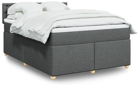 vidaXL Pat continental cu saltea, gri închis, 160x200 cm, țesătură