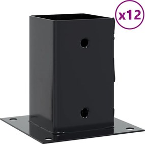 vidaXL Baze de stâlp pătrate 12 buc Antracit Oțel acoperit cu pulbere