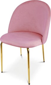 Scaun de masa INCA VELVET cu picioare aurii, roz