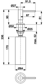 Dozator încastrat de săpun KFA Armatura 990-100-31 DUERO oțel inoxidabil/auriu