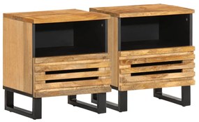 vidaXL Noptiere, 2 buc., 40x34x46 cm, lemn masiv de mango brut