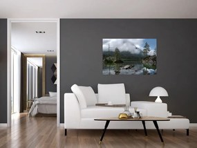 Tablou cu pomi în lac (90x60 cm)