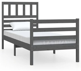 3101050 vidaXL Cadru de pat Small Single 2FT6, gri, 75x190 cm, lemn masiv
