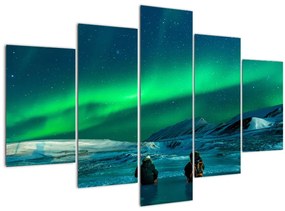 Tablou cu oameni la Aurora borealis (150x105 cm)