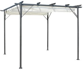 Pergola cu acoperis retractabil, alb crem, 3 x 3 m, otel