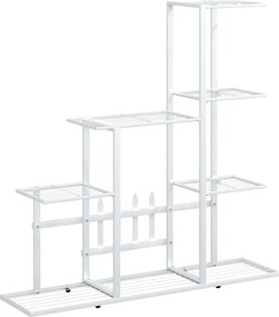 vidaXL Suport pentru flori, 94,5x25x88 cm, alb, metal