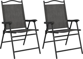 vidaXL Scaune pliante de grădină, 2 buc., gri melange, oțel/textilene