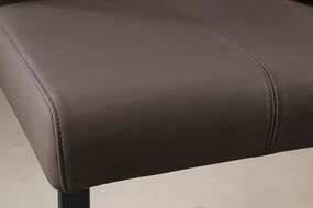 Set de 2 scaune, Metal, Piele Naturala, Gri Taupe, SAMSON A-45173 VC