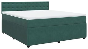 3287821 vidaXL Pat box spring cu saltea, verde închis, 180x200 cm, catifea