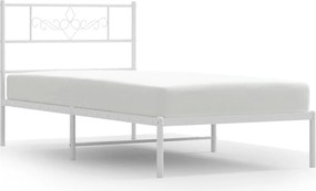 vidaXL Cadru de pat metalic cu tăblie, alb, 90x190 cm