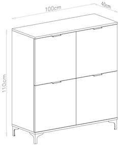 Mazzoni Comodă LANA K-100 Bej (Șampanie) - DULAP VERTICAL CU 4 UȘI