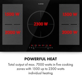 Klarstein Delicatessa 90 Flex, plita incorporabila, inductie, 5 zone, 7400 W, de sine statatoare