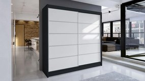 Dulap cu uși glisante Bastian IV (negru + alb) (fără iluminare). 1059144