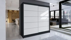 Dulap cu uși glisante Bastian IV (negru + alb) (fără iluminare). 1059144