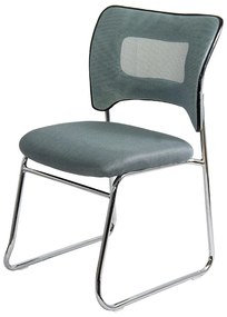 Scaun vizitator gri HRC613F din mesh respirabil si cadru metalic cromat