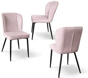 PAZZO DESIGN Set de 4 scaune Simona roz din catifea și picioare metalice | Aosom Romania