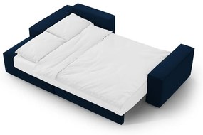 Colțar albastru închis extensibil/cu spațiu de depozitare cu tapițerie din catifea (cu colț pe partea stângă /cu șezlong) Jodie – Micadoni