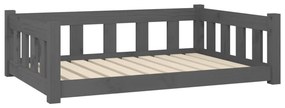 Pat pentru caini, gri, 95,5x65,5x28 cm, lemn masiv de pin Gri