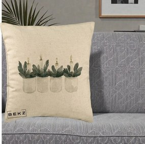 Perna Decorativa Lumanari Advent in Borcane, 40x40 cm, Bej, Husa Detasabila, Perna Inclusa, BEKZ®