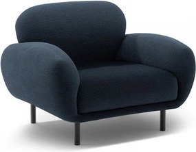 Fotoliu albastru închis cu tapițerie din țesătură bouclé Poppy – Micadoni