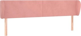 vidaXL Tăblie de pat cu aripioare roz 163x23x78/88 cm catifea