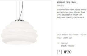 Lustra/ Pendul modern diametru 39cm, KARMA SP1 SMALL BIANCO 132389