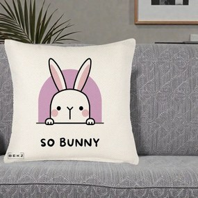 Perna Decorativa So Bunny Kawaii, 40x40 cm, Crem Reliefat, Husa Detasabila, Perna Inclusa, BEKZ®