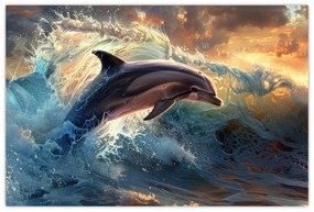 Tablou - Delfin, ilustrații (90x60 cm)