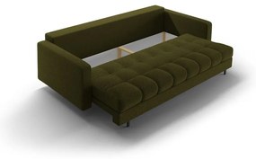 Canapea verde extensibilă, cu spațiu de depozitare cu tapițerie din țesătură bouclé 222 cm Bali – Cosmopolitan Design