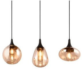 Lustră neagră/portocalie cu abajur din sticlă Lumina – Trio
