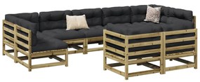 3299632 vidaXL Set canapea de grădină cu perne, 9 piese, lemn de pin tratat