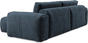 Colțar albastru închis extensibil cu tapițerie din chenille (cu colț pe partea dreaptă/cu șezlong) Kuki – Makamii